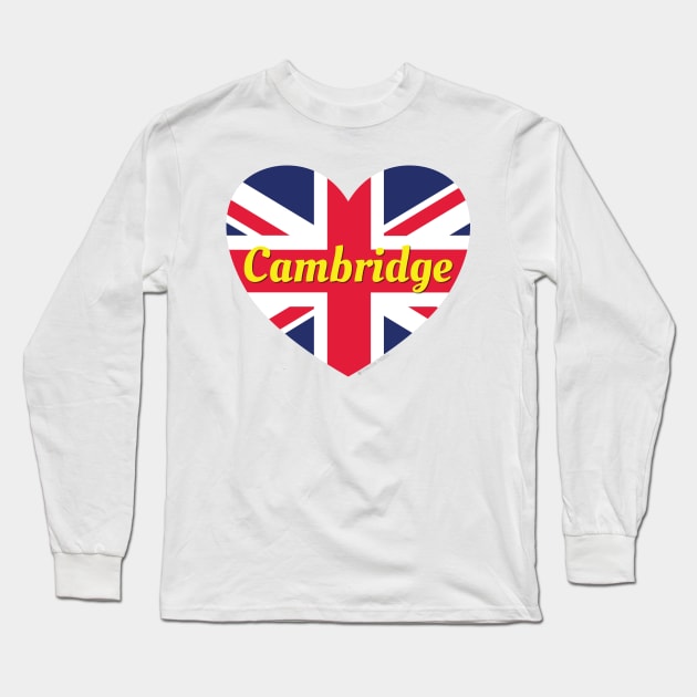 Cambridge England UK British Flag Heart Long Sleeve T-Shirt by DPattonPD